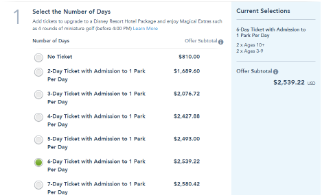 Add Your Park Tickets