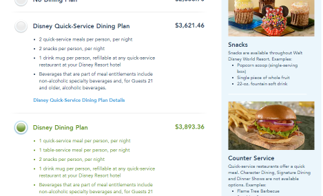 Select a Disney Dining Plan